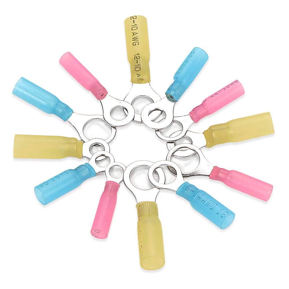 300Pcs Heat Shrink Wire Connectors M5/M6/M8/M10 Ring Spade Crimp Terminals