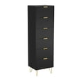 thumbnail image 2 of Woodpeckers Furniture and Mattress 6-Drawer Lingerie Chest - Gold Metal Legs, MDF Wood Storage Dresser for Bedroom-Color:Black, 2 of 2