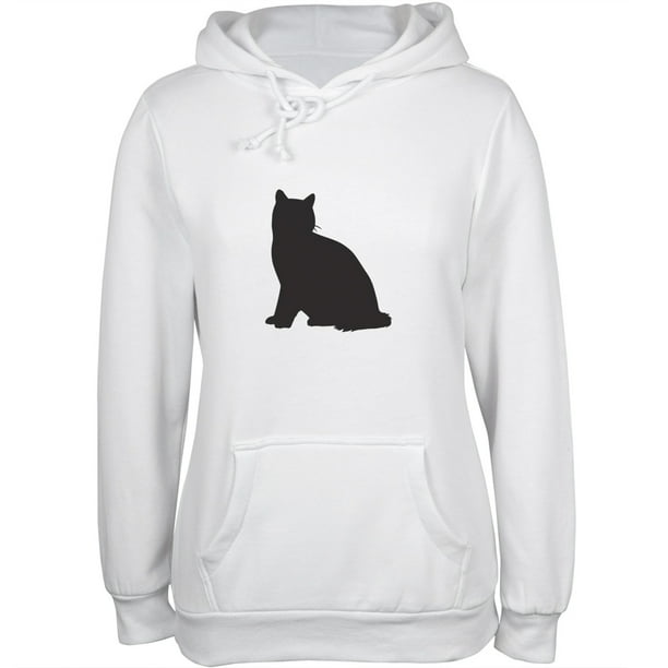 Old Glory - Calico Cat Silhouette White Juniors Pullover Hoodie ...