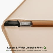 PURPLE LEAF 12FT Deluxe Square Wood Grain Patio Umbrella with Base, Large Offset Cantilever Umbrella with 360° Rotation, Beige