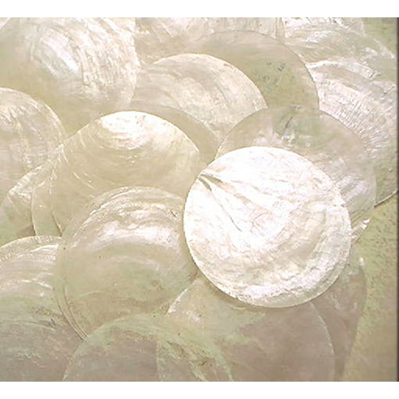 Set of 10 Capiz Shells - Round Cut - 2" Diameter - for Crafts (Wind Chimes / Seashell Curtains)