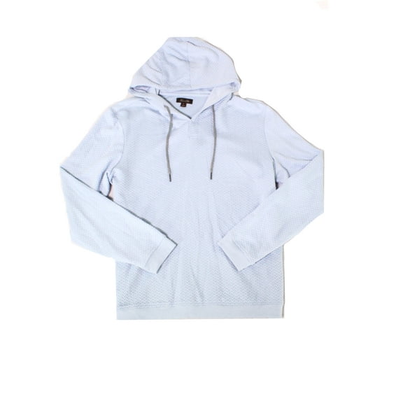 Tasso Elba Men’s Drawstring Pullover Hooded Sweater, Navy Blue, Large