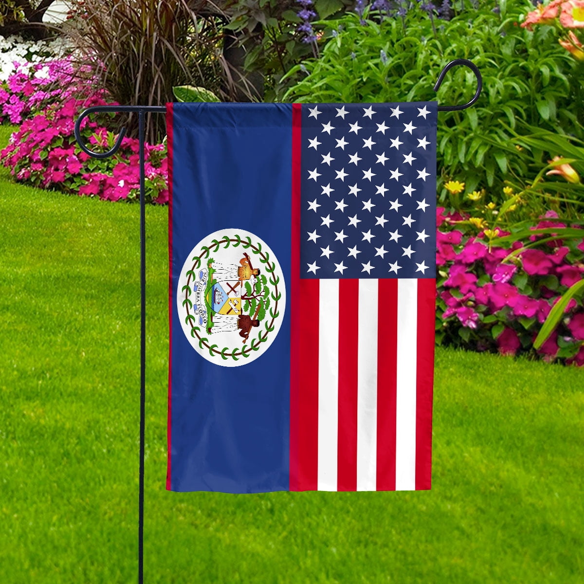 American Belize Flag Belizean Friendship U.S.A Memorial Day Patriotic For House Flag, Double-Sided Decorative Outdoor Flag, Patriotic Polyester Yard Flag 29.5 x 39.5 in