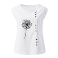 thumbnail image 4 of Pompotops Femmes Été Décontracté Sans Manches Bouton Gilet Col Rond en Vrac Blouse Active Top Femmes, 4 of 4