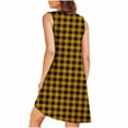 thumbnail image 4 of Fznquz Sleeveless Womens Nightgowns Sleepwear Casual Lounge Dress Crew Neck Yellow Plaid Nighties Women with Pockets, 4 of 7