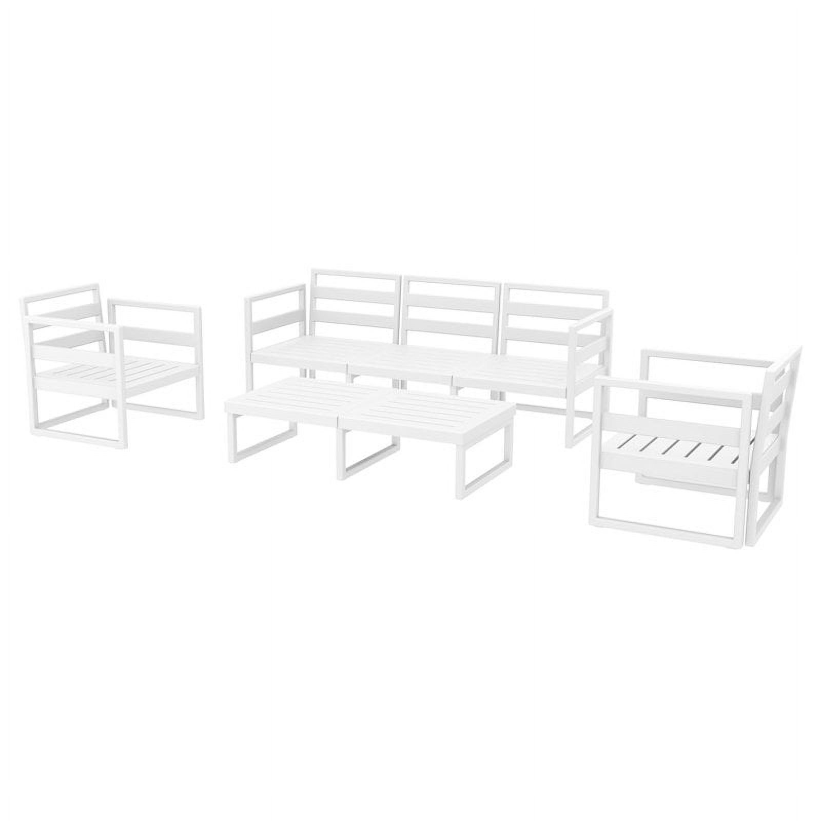 Mykonos 5 Person Lounge Set in White with Acrylic Fabric Taupe Cushions - image 3 of 3