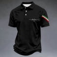 thumbnail image 4 of Mens Golf Polo Shirts Arrival Italian National Day Theme Print Mens Athletic Tops,Black,6XL, 4 of 5