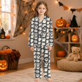 thumbnail image 2 of Halloween Pajamas Kids Size 7-8 Years Graphic Sleepwear Long Sleeve Top and Pants Cozy Loungewear Pjs for Girls Grey, 2 of 4