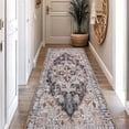 thumbnail image 2 of RYB HOME Washable Runner Rug 2x6 for Enterway Hallway, Abstract Distresssed Rug Soft Faux Wool Stain Resistant Non Slip Door Mat Runner for Kitchen Bathroom Laundry, 2x6 ft, Brown, 2 of 8
