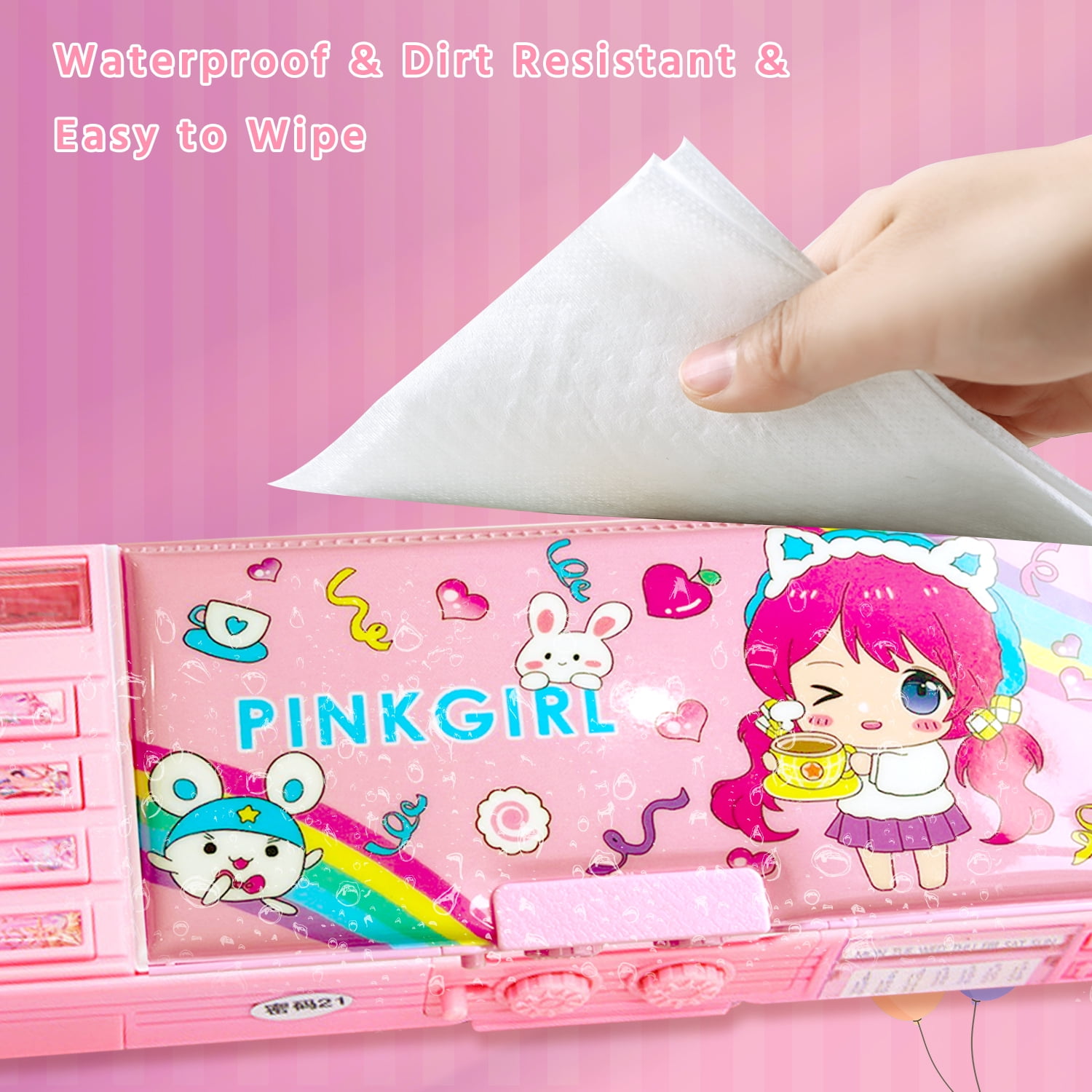 Ristpal Durable Hard Plastic Pop Up Pencil Case with Sharpener
