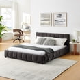 thumbnail image 2 of Queen Size Upholstered Bed ,comfortable upholstered bed frame, Chenille fabric, with headboard and solid bed frame. With drawer for storage.-Dark Gray(88.5''*68.5''*31''), 2 of 14