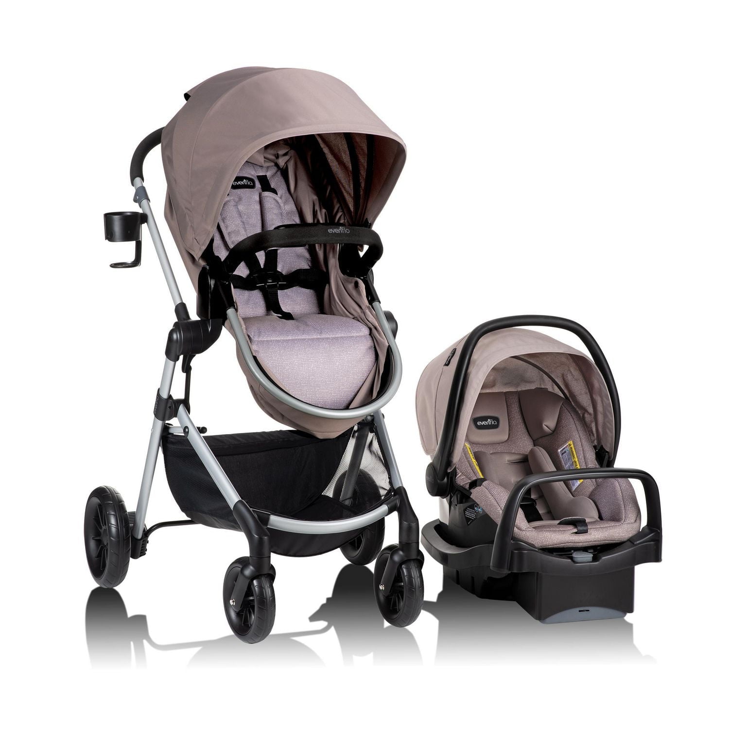 ベビーカー・バギー Evenflo Pivot Modular Travel System Pivot Modular Travel System With Litemax Desert Tan | Babies