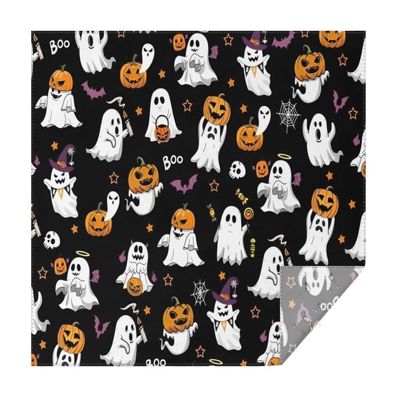 Black Halloween Ghosts and Pumpkins Square Tablecloth,Waterproof Square Table Cover,Wipeable Spillproof Washable Table Cover for Home Kitchen Party Decor 42"X42"(107x107cm)