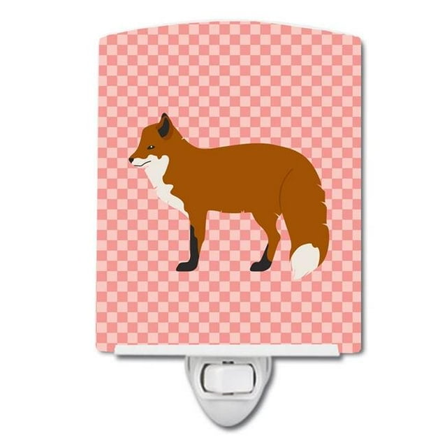 Carolines Treasures BB7876CNL Red Fox Pink Check Ceramic Night Light