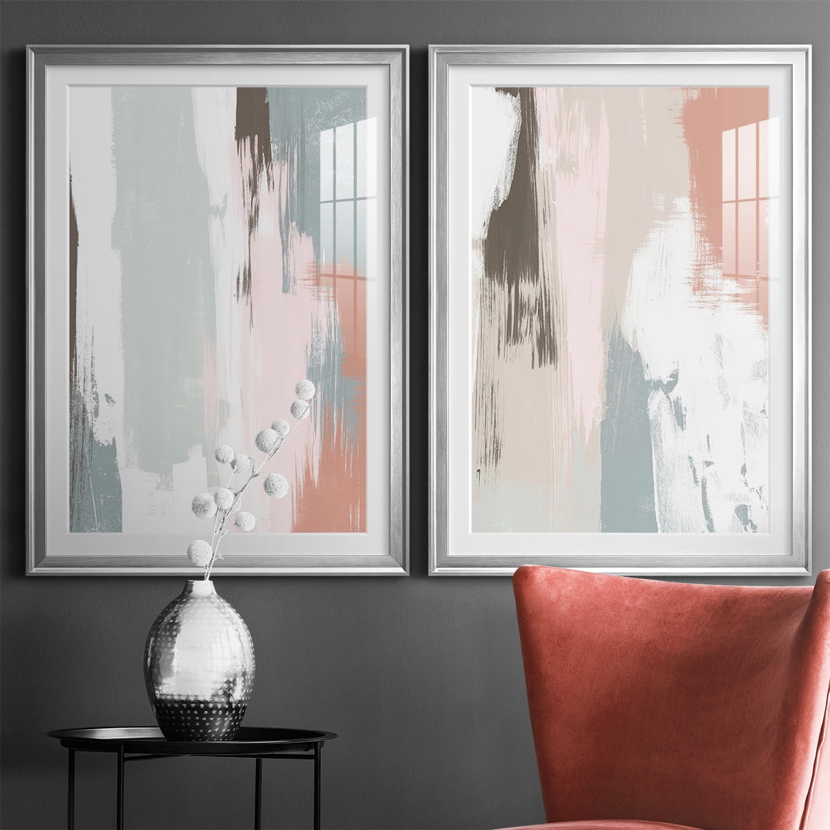 Wexford Home Sandstone Peel III Premium Framed Print, 30.5" x 42.5" - Ready to Hang, Silver (Set of 2)