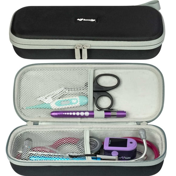 ButterFox Semi Hard Stethoscope Carry Case, fits 3M Littmann Stethoscope and Other Accessories - (Black)