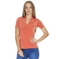 thumbnail image 1 of Blusa Mujer Moda Casual Lisa Cuello V Manga Corta Coral coral CH Incógnita 330590, 1 of 6