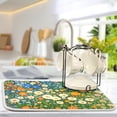 thumbnail image 5 of Yayeee Dish Drying Mat for Kitchen Counter 16"x18" Microfiber Absorbent Pad, Orange Floral Garden, 5 of 7
