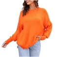 thumbnail image 2 of Fartey Oversized Sweaters for Women 2025 Fall Fashion Long Sleeve Kintted Warm Sweater Loose Casual Solid Color Crew Neck Pullover Sweaters Orange XL, 2 of 4