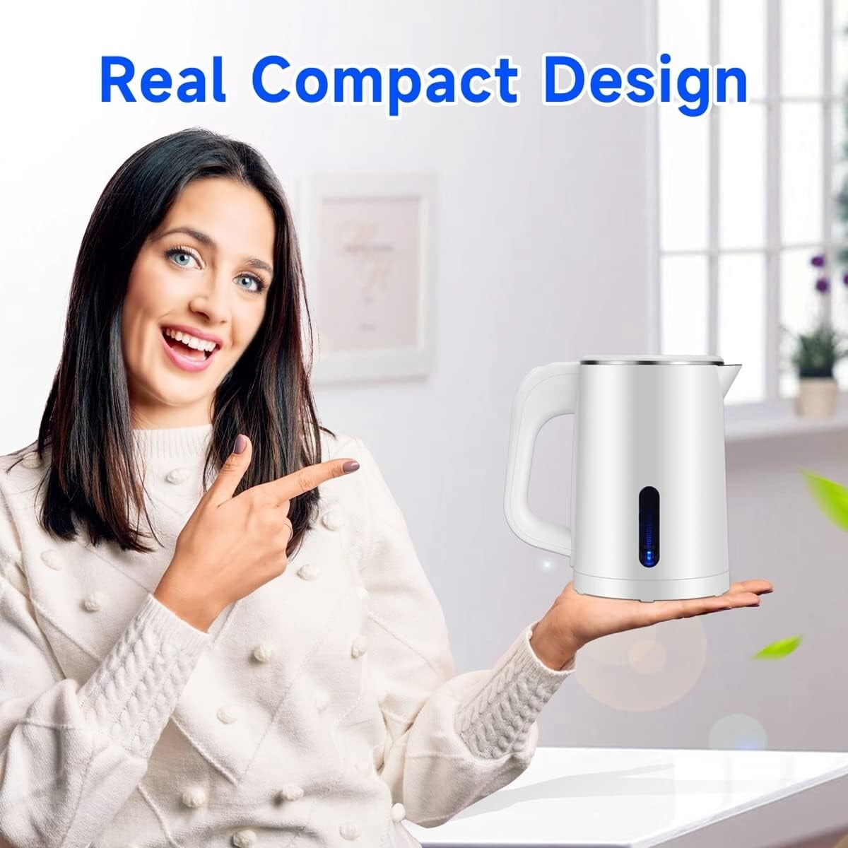 Small Electric Kettle Stainless Steel, 0.8L Portable Travel Kettle...