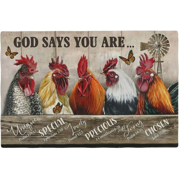 Rooster Placemats Set of 4 Rustic Country Farm Chicken Table Mats Washable Place Mats for Home Party Indoor Kitchen Dining Table Decoration 12x18 Inch