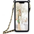 thumbnail image 2 of for Crossbody iPhone 14 Pro Max Wallet Case with Neck Strap Lanyard Credit Card Holder Purse Handbag Case for Women Girls Silicone Rubber Soft Protection Cover for iPhone 14 Pro Max Black, 2 of 8