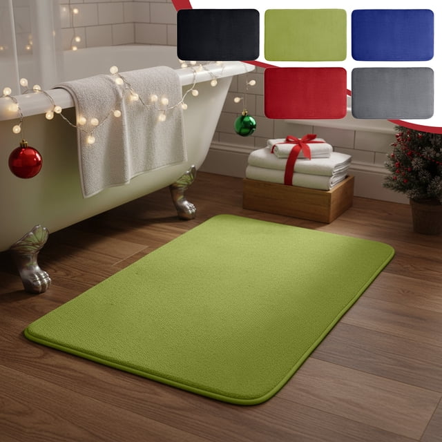 Alfombra de Baño de Espuma Gruesa, Súper Suave y Absorbente, Antideslizante, 61 X 41 Cm, Color Negro | Alfombra Lavable a Máquina para Bañera, Ducha y Decoración Del Hogar