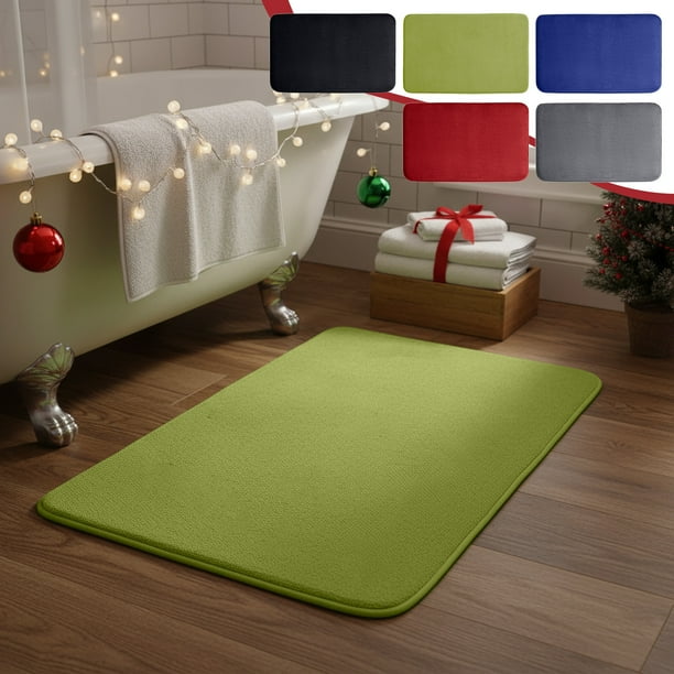 Alfombra de Baño de Espuma Gruesa, Súper Suave y Absorbente, Antideslizante, 61 X 41 Cm, Color Negro | Alfombra Lavable a Máquina para Bañera, Ducha y Decoración Del Hogar