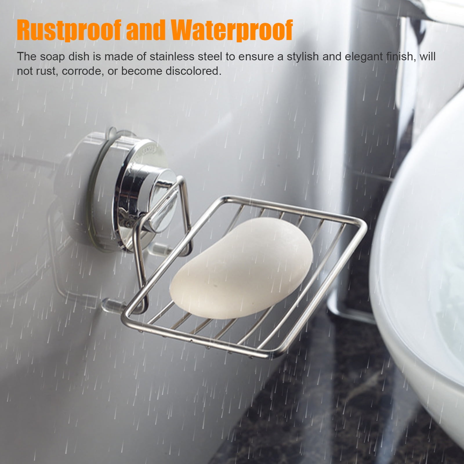 Rustproof Stainless Steel Shower Bar Saver Vacuum Suction Soap Dishes Holder 