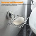 thumbnail image 2 of Super Powerful Vacuum Suction Cup Shower Soap Dish Holder, Stainless Steel Waterproof Bar Soap Sponge Basket, Strong Rustproof Wall Mounted Soap Saver for Bathroom & Kitchen Sink, Silver, 2 of 10