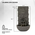 thumbnail image 2 of XBrand 30 in H Fiber Resin Wall Buddha Zen Outdoor Garden Water Fountain w/ warm LED Light, Black, 2 of 6