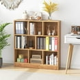 thumbnail image 6 of 8 Cube Bookcase, 4-Tier Freestanding Bookshelf w/ 8 Open Compartments, 2 Anti-Tipping Kits, Modern Display Cabinet, 41" Wood Cubby Storage Organizer for Living Room, Bedroom, Natural, 6 of 8