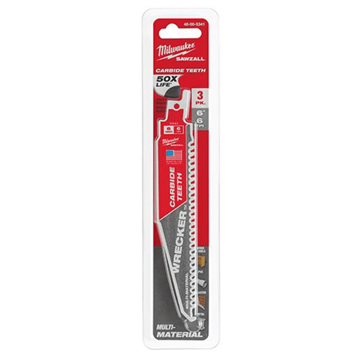 Milwaukee Tool 6" 6 TPI THE WRECKER with Carbide Teeth SAWZALL Blade 3PK