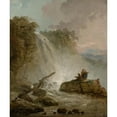 thumbnail image 2 of Hubert Robert 20x23 Gold Ornate Framed and Double Matted Museum Art Print Titled - Waterfall with Drawing Artist, 2 of 4