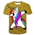 thumbnail image 2 of Unicorn T-shirt Summer Fashion Clothes Girls Clothes Rainbow Boys Clothes Crew Neck Casual Children's T-shirt7T Gong Bohan LED, 2 of 2