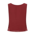 thumbnail image 2 of Yartina Womens Summer Dressy Chiffon Blouses Round Neck Sleeveless Tunic Tops Office Work Shirts Top Burgundy XL, 2 of 7