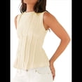 thumbnail image 1 of Blusas Casuales Sin Mangas para Mujer, Blusas de Trabajo Fruncidas, Ajustadas, Camisas de Moda 2025 Amarillo S, 1 of 7