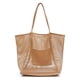 thumbnail image 1 of Bolsa de playa de malla grande con bolsillo interior con cremallera, bolso de hombro, bolso de playa para mujer, bolso plegable, bolso de compras, bolso de playa para viajes de compras, 1 of 5