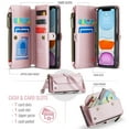 thumbnail image 4 of Allytechgroup iPhone 13 Pro Wallet Case with Shoulder Strap, Strap Wrist, Zipper Pocket, Cards Slots, RFID Blocking Shockproof Bumper Mini Carring Bag Phone Case for Apple iPhone 13 Pro,Pink, 4 of 9