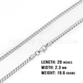 thumbnail image 2 of 2.3MM Franco Link Chain Italy Sterling Silver Necklace Rhodium Plated Unisex Chain 28 inches - #320RHs28, 2 of 5