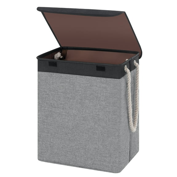 Laundry Basket HONEIER Laundry Hamper with Lid 67L Collapsible Laundry Baskets Waterproof Clothes Hamper for Bedroom, Bathroom, Dorm, Closet, Laundry Room, Grey