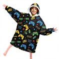 thumbnail image 4 of Game Controller Black Pattern Lamb Fleece Blanket Hoodies for Teens ,Teens Oversize Sherpa Wearable Hooded Blanket Sweatshirt with Super Pockets, 4 of 6