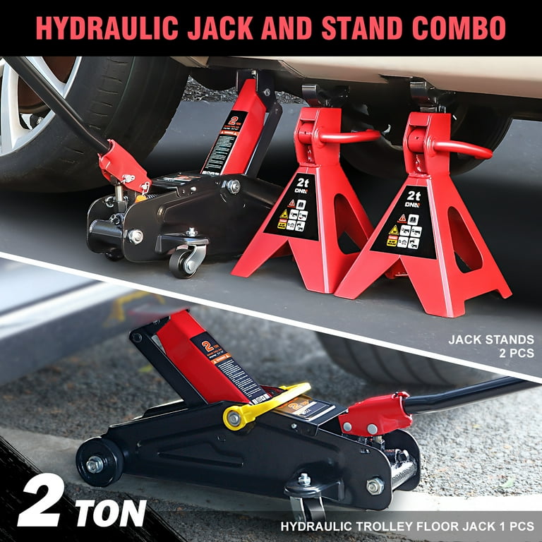 DNA Motoring Low Profile Hydraulic Trolley Floor Jack with 2