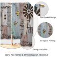 thumbnail image 4 of Farmhouse Wooden Country Kitchen Curtains Vintage Barn Door Teal Small Short Cafe Window Curtains Rustic Windmill Rod Pocket Bathroom Drapes Treatment Tier Curtains 2 Panels (27.5x39 Inch), 4 of 6