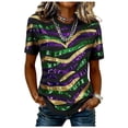 thumbnail image 1 of Tops de Cuello Redondo para las Mujeres de Moda Loose Fit Impresa Blusa de Manga Corta con Tela Suave, Casual Casual Camiseta para Uso Diario en Casa O Trabajo, 1 of 5