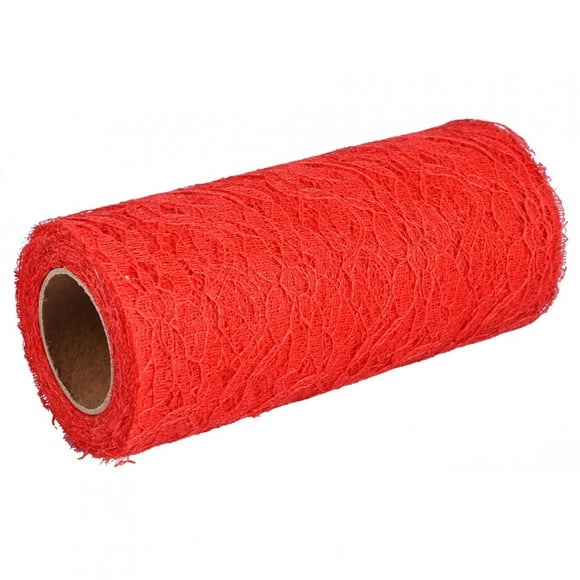 ZPSHYD Chemin de Table de 10 Verges avec étirement, Longue décoration de fête de Mariage Chemin de Table Chaise Ceinture Dentelle Florale Tulle Rouleau Chaud(Rouge)