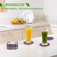 thumbnail image 3 of 6 Pcs Drink Coasters with Holder 3.94in Woven Coasters for Drinks Glowing Purple Butterfly Coaster Set for Protection Table, 3 of 7