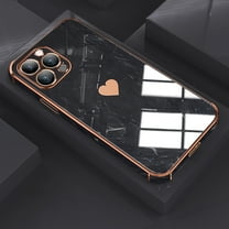 Dteck For iPhone XS/X 5.8 inch Slim Case, Luxury Stylish Marble Texture and Love Heart Glossy Plating Shockproof TPU Back Cover.For iPhone XS/X,Black
