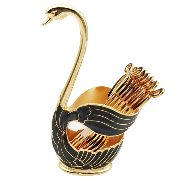 Organizador de cubiertos para almacenamiento de cubiertos, estante para exhibición de cubiertos, cucharas de café, cisne Negro