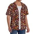 thumbnail image 4 of Naloa 70s Groovy Hippie Retro Men's Loose Fit Cuban Collar Short-Sleeve Shirt with Button-down and Chest Pocket for Everyday Wear Outings - XX-Large, 4 of 7